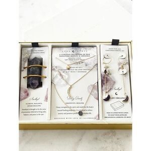 LUNA NORTE NWT Jewelry Crystal Druzy Quartz & Amethyst Set with Box